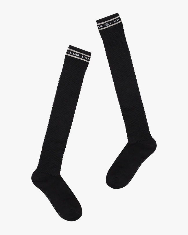 Waffle Knee Socks - Black