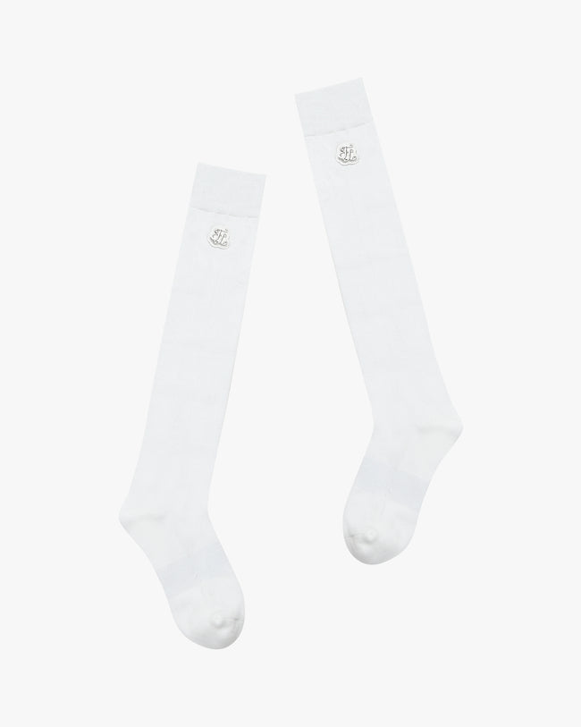 Waffle Knee Socks - White