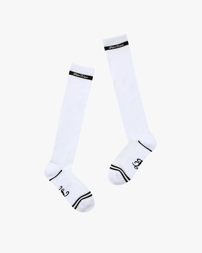 Logo Striped Aqua Knee Socks - Black