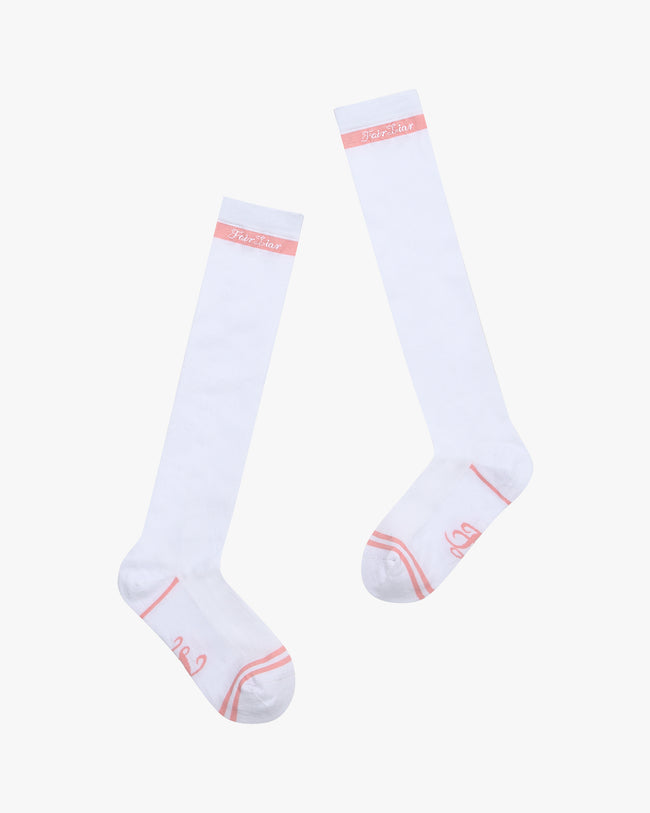 Logo Striped Aqua Knee Socks - Pink