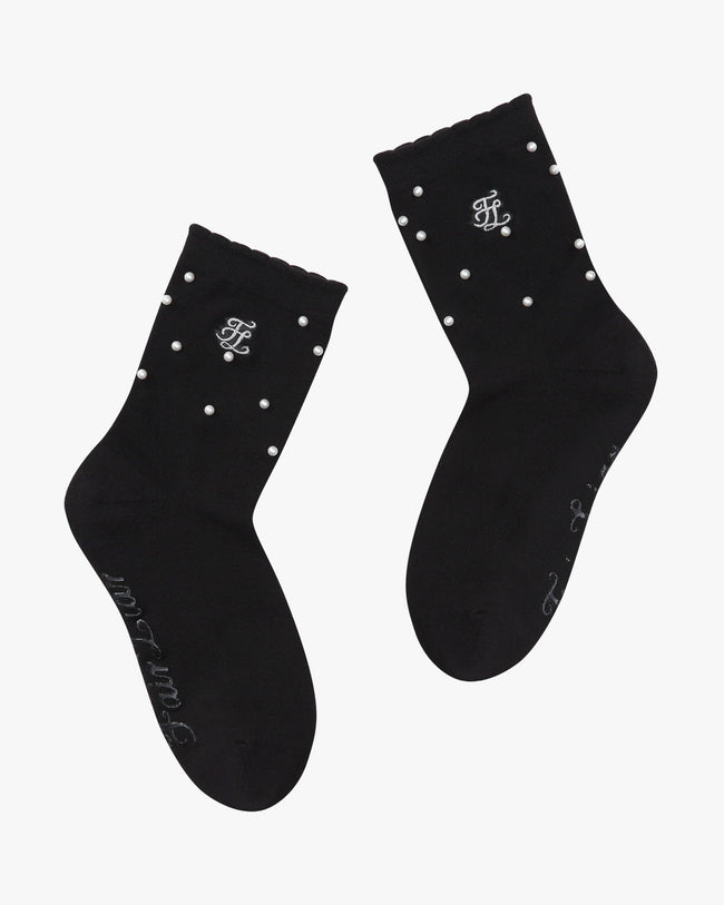 Pearl Ankle Socks - Black
