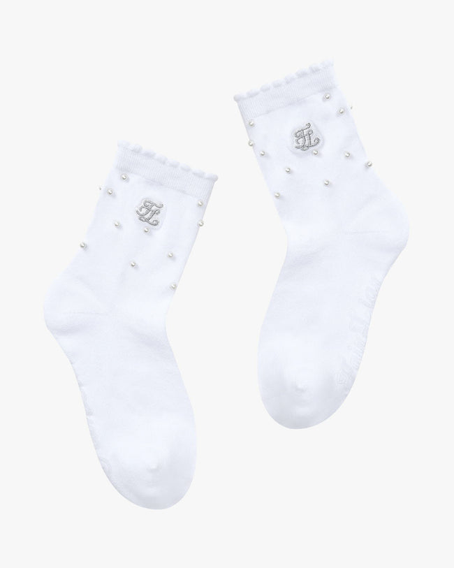 Pearl Ankle Socks - White