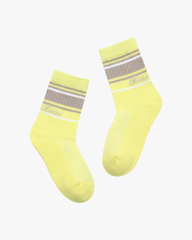 Stripe Point Ankle Socks - Yellow
