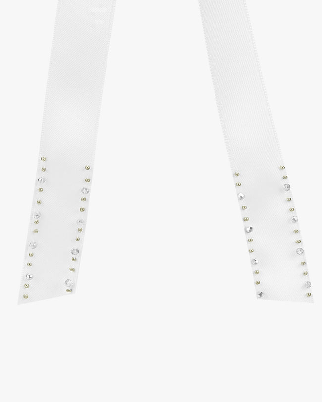 Satin Beads Visor - White
