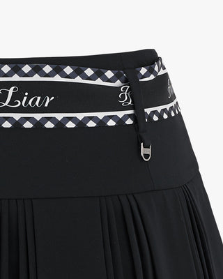 Scarf Set Pleated Skirt - Black