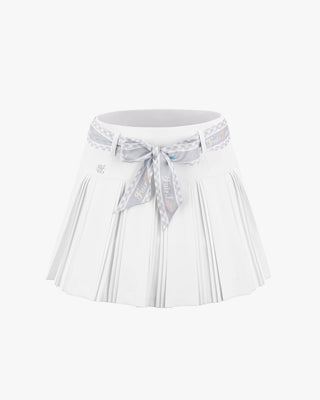Scarf Set Pleated Skirt (White)