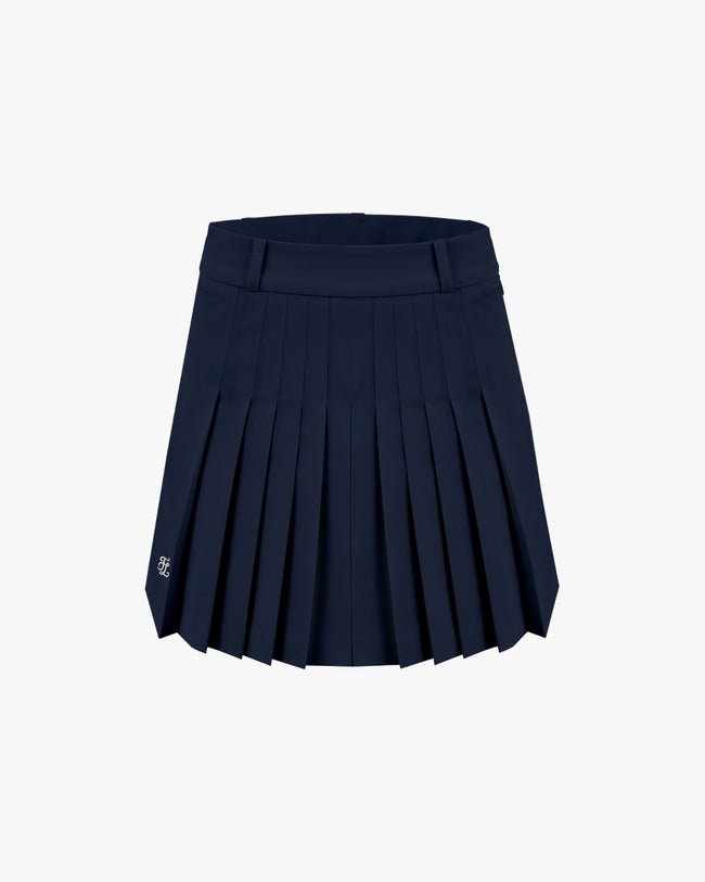 Point Snap Pleated Skirt - Navy