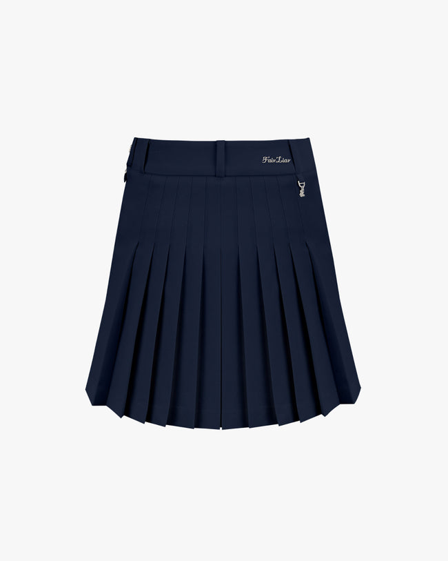 Point Snap Pleated Skirt - Navy