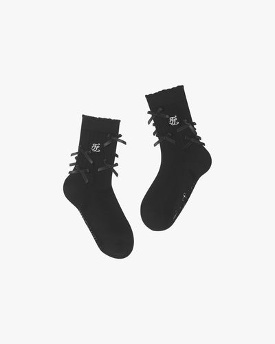 Ribbon Detailed Socks - Black