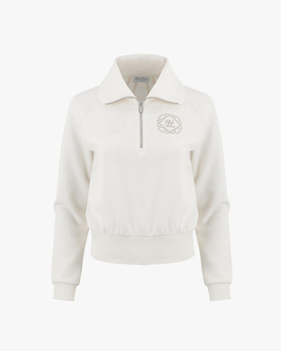 Memory Half Zip Up Pullover - Cream