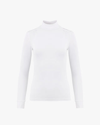 Neck Shirring Mock Neck T Shirt (Black)