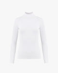 Neck Shirring Mock Neck T-Shirt - White