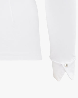 Neck Shirring Mock Neck T Shirt (Black)