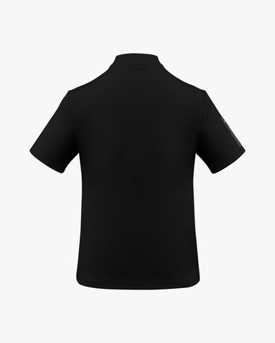 Men's high neck woven patch short sleeve t-shirt - Black