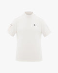 Men's high neck woven patch short sleeve t-shirt - Ivory