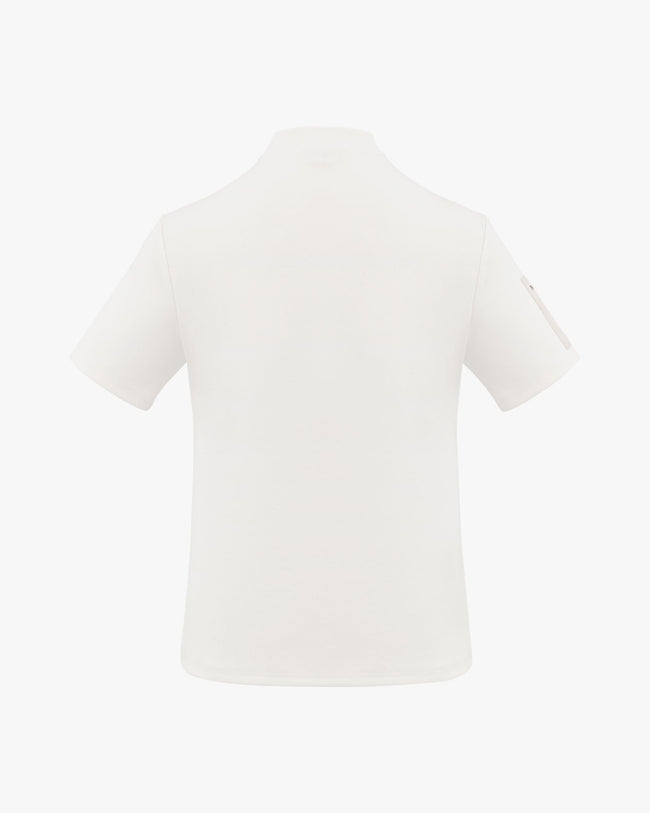 Men's high neck woven patch short sleeve t-shirt - Ivory