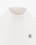 Men's high neck woven patch short sleeve t-shirt - Ivory