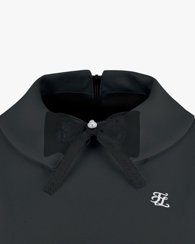 Double Collar Long Sleeve T-shirt - Black