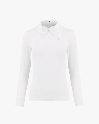 Double Collar Long Sleeve T-shirt - White