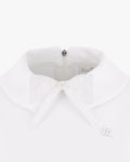 Double Collar Long Sleeve T-shirt - White