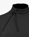 Pleated Ribbon Detail Cooling T -shirt - Black