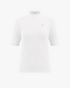 [Final sale] Frill high neck three-quarter t-shirt - White