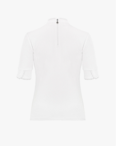 [Final sale] Frill high neck three-quarter t-shirt - White