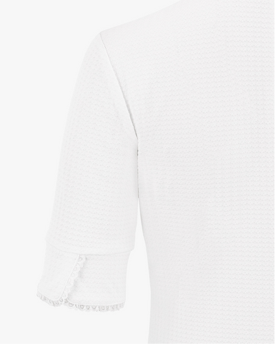 [Final sale] Frill high neck three-quarter t-shirt - White