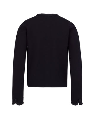 Pearl Ribbon Jacket Cardigan - Black