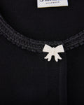 pearl ribbon jacket cardigan - Black