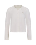 pearl ribbon jacket cardigan - White
