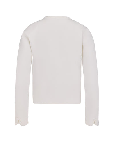 pearl ribbon jacket cardigan - White