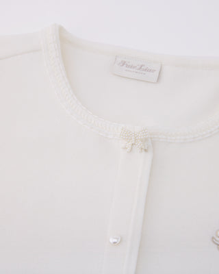 Pearl Ribbon Jacket Cardigan - White