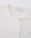 pearl ribbon jacket cardigan - White
