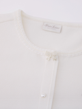 pearl ribbon jacket cardigan - White