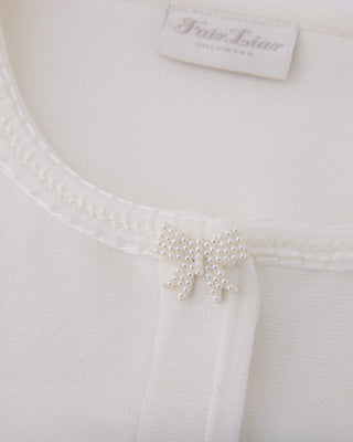 Pearl Ribbon Jacket Cardigan - White