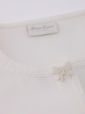 pearl ribbon jacket cardigan - White