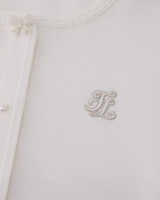 Pearl Ribbon Jacket Cardigan - White