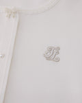 pearl ribbon jacket cardigan - White