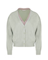 Double color v-neck cardigan - Green
