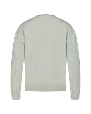 Double Color V-Neck Cardigan - Green