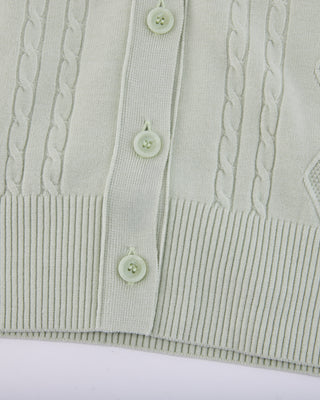 Double Color V-Neck Cardigan - Green