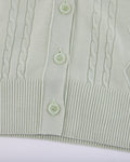 Double color v-neck cardigan - Green