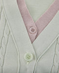 Double color v-neck cardigan - Green