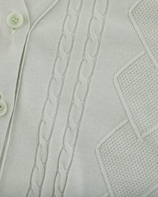 Double Color V-Neck Cardigan - Green