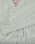 Double color v-neck cardigan - Green