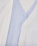 Double color v-neck cardigan - White