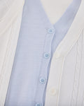 Double color v-neck cardigan - White