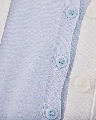 Double Color V-Neck Cardigan - White