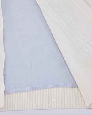 Double Color V-Neck Cardigan - White